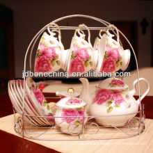 15 pcs flower designe gorgeous gold line Coffee Set cup and saucer